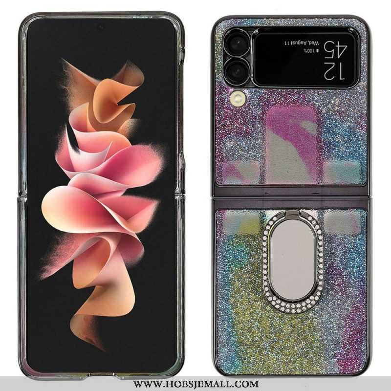 Telefoonhoesje voor Samsung Galaxy Z Flip 3 5G Folio-hoesje Fancy Stones Met Ring-ondersteuning