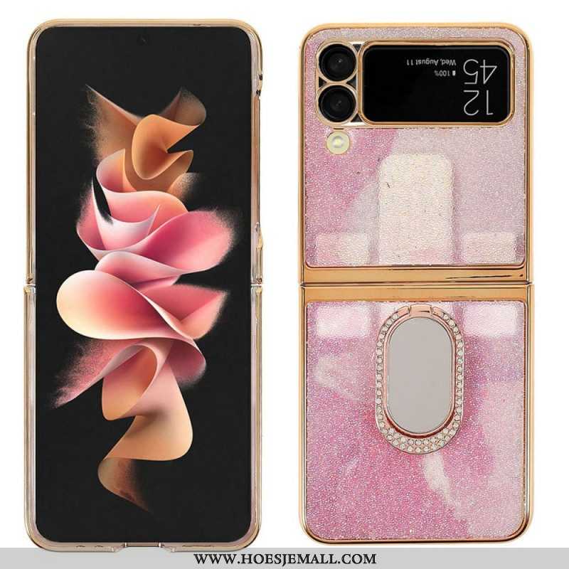 Telefoonhoesje voor Samsung Galaxy Z Flip 3 5G Folio-hoesje Fancy Stones Met Ring-ondersteuning
